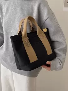 Patch Detail Bucket Bag Canvas