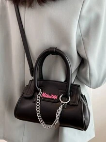 Túi đeo chéo Nữ Chuỗi Lá thư Có thể điều chỉnh được Đôi tay cầm Đúng mốt - màu đen - Xem 3