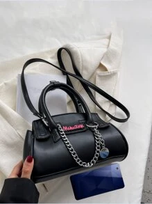 Túi đeo chéo Nữ Chuỗi Lá thư Có thể điều chỉnh được Đôi tay cầm Đúng mốt - màu đen - Xem 4