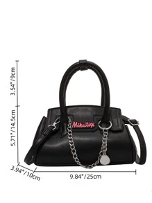 Túi đeo chéo Nữ Chuỗi Lá thư Có thể điều chỉnh được Đôi tay cầm Đúng mốt - màu đen - Xem 6