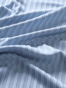 Manfinity Hombres Camisa polo unicolor tejido de canalé - Celeste - Ver 3