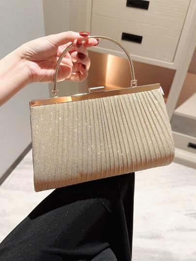 月夜晚禮包-華麗，優雅，精致，靜謐的豪華亮片，時尚，豪華，閃亮的小方袋派對晚宴袋，褶皺裝飾為派對女孩，女士，新娘提供完美的派對，婚禮，舞會，晚宴/宴會