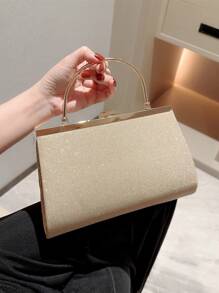 月夜晚禮包-華麗，優雅，精致，靜謐的豪華亮片，時尚，豪華，閃亮的小方袋派對晚宴袋，褶皺裝飾為派對女孩，女士，新娘提供完美的派對，婚禮，舞會，晚宴/宴會 - 金色 - 查看 2