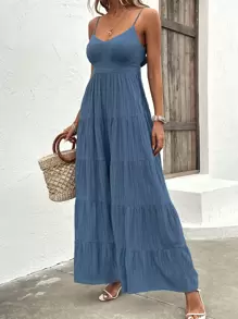 Breezaya 荷葉邊闊腿吊帶連體褲 - 霧霾藍 - 查看 8