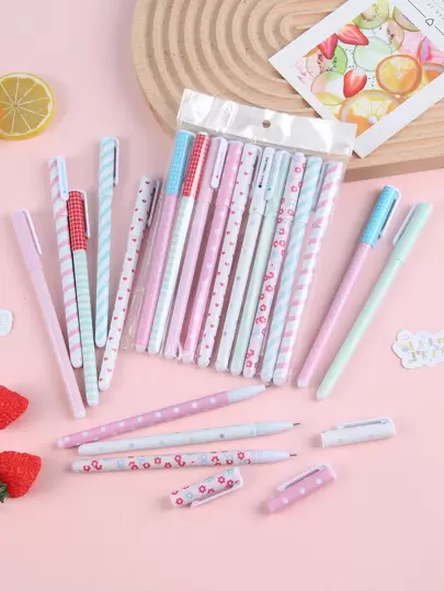 10支裝混合圖案閃光圓珠筆學生創意便攜式書寫筆辦公室