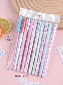 10支裝混合圖案閃光圓珠筆學生創意便攜式書寫筆辦公室 - 彩色 - 查看 4