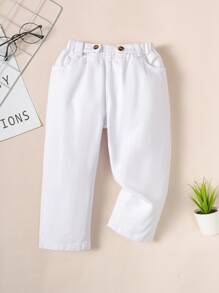 Toddler Boys Solid Straight Leg Jeans - White - View 3
