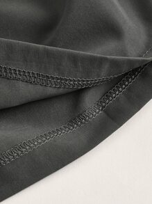 SHEIN EZwear 大碼側抽繩褶邊半身裙 - 深灰色 - 查看 4