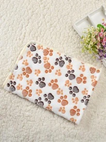 1pc Paw Print Pet Blanket - Beige - View 1
