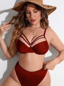 Top bikini arnés con aro - Rojo - Ver 6