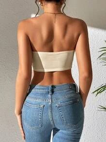 SHEIN PETITE Solid Crop Tube Top