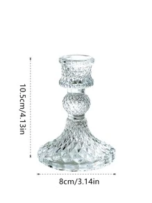 1 giá đỡ nến thủy tinh trong suốt, giá đỡ nến cổ điển cho gia đình - Trong sáng - Xem 2