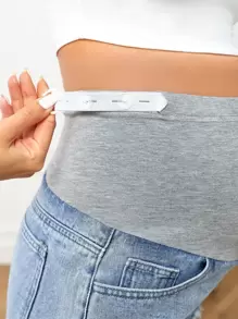 SHEIN 孕婦寬腰帶毛邊牛仔短褲 - 彩色 - 查看 4