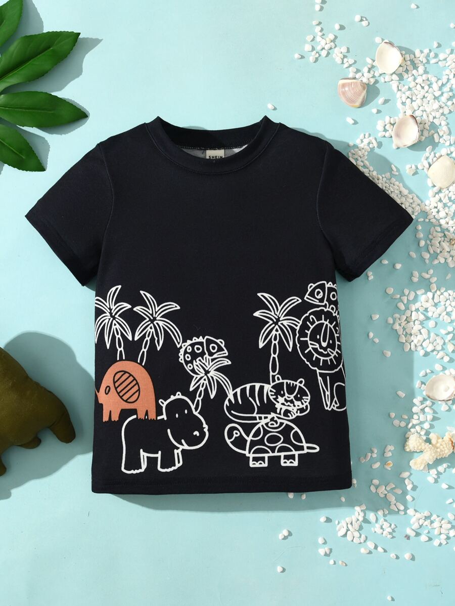 Toddler Boys Cartoon Graphic Tee - Black - View 1