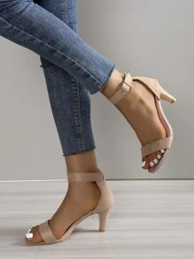 European & American Style Back Zipper Fishmouth Sandal, Women High Heel Side Hollow Roman Summer Shoes