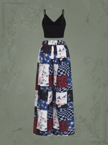 ROMWE Hippie Bộ đồ hai mảnh nữ Gân đan Hoa Chắp vá Boho - Nhiều màu - Xem 2