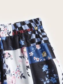 ROMWE Hippie Bộ đồ hai mảnh nữ Gân đan Hoa Chắp vá Boho - Nhiều màu - Xem 3