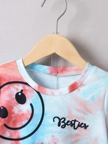 SHEIN Young Boy Cartoon Tie-dye Casual Street Style Round Neck Short Sleeve Regular Fit 2pcs/set For Summer - Multicolor - View 4
