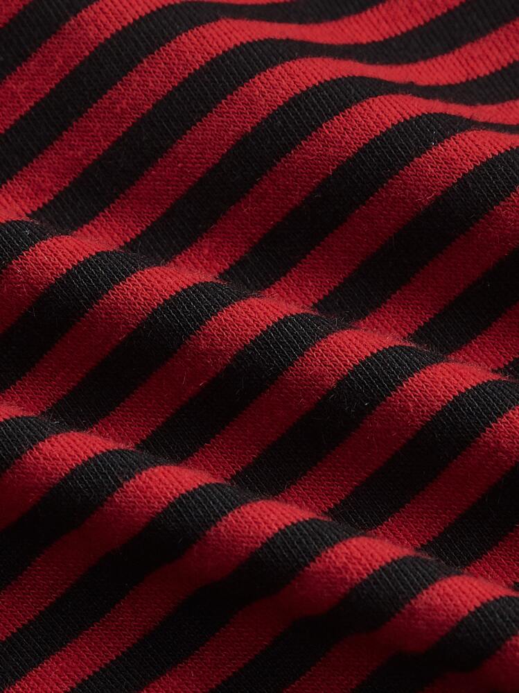 ROMWE Grunge Punk פסים קונטרסט תחרה קמי טופ, בית ספר - בורגונדי - ראה 4