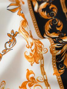 SHEIN Chàng trai trẻ In dây chuyền & khăn quàng cổ Áo sơ mi - Đen và trắng - Xem 5