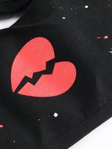 Manfinity Men Heart Print Denim Shorts - Black - View 4