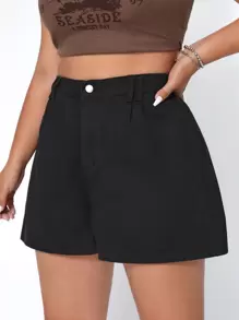 SHEIN EZwear Plus High Waist Denim Shorts