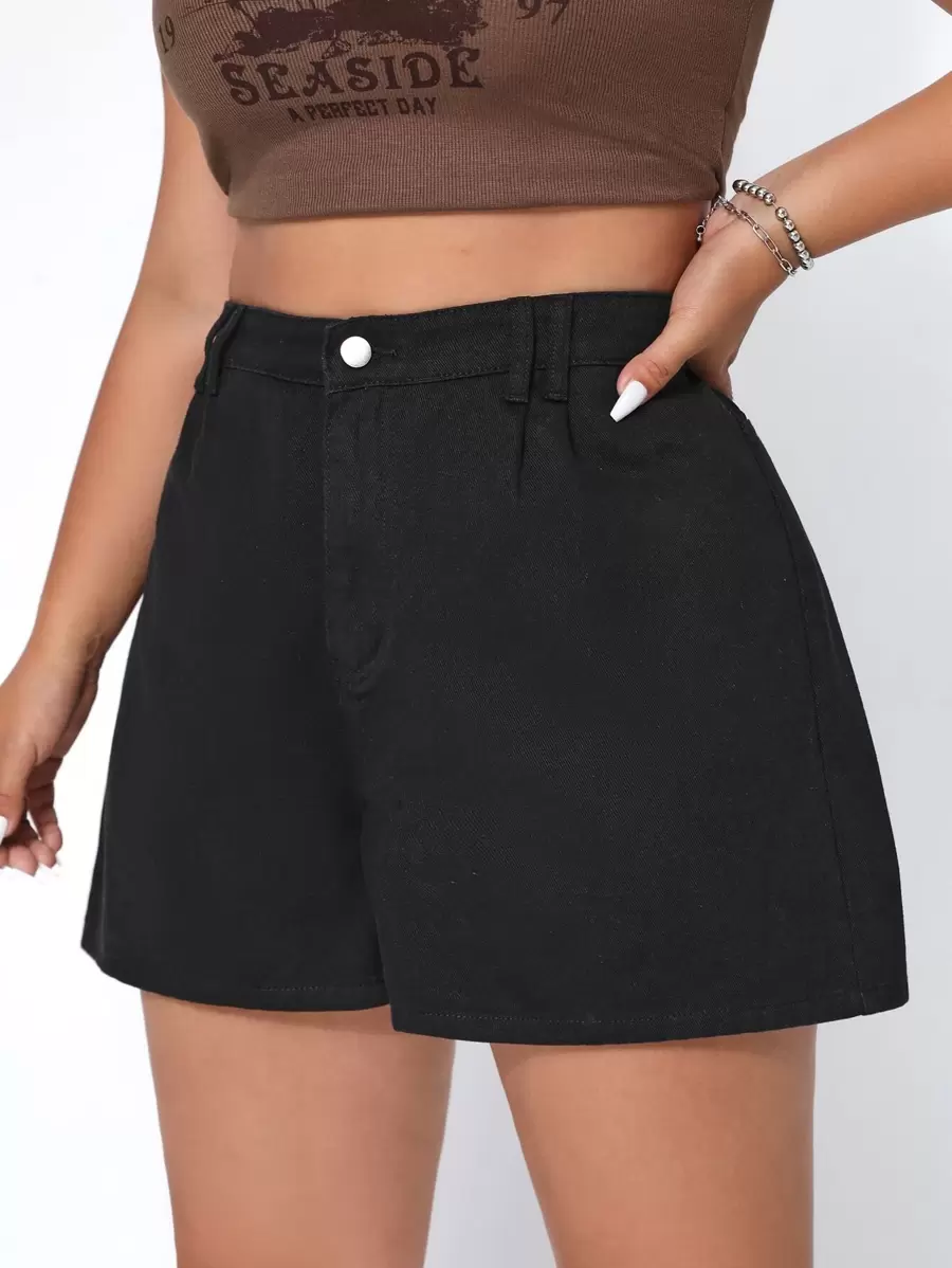 SHEIN EZwear Plus High Waist Denim Shorts