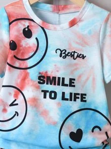 SHEIN Young Boy Cartoon Tie-dye Casual Street Style Round Neck Short Sleeve Regular Fit 2pcs/set For Summer - Multicolor - View 6
