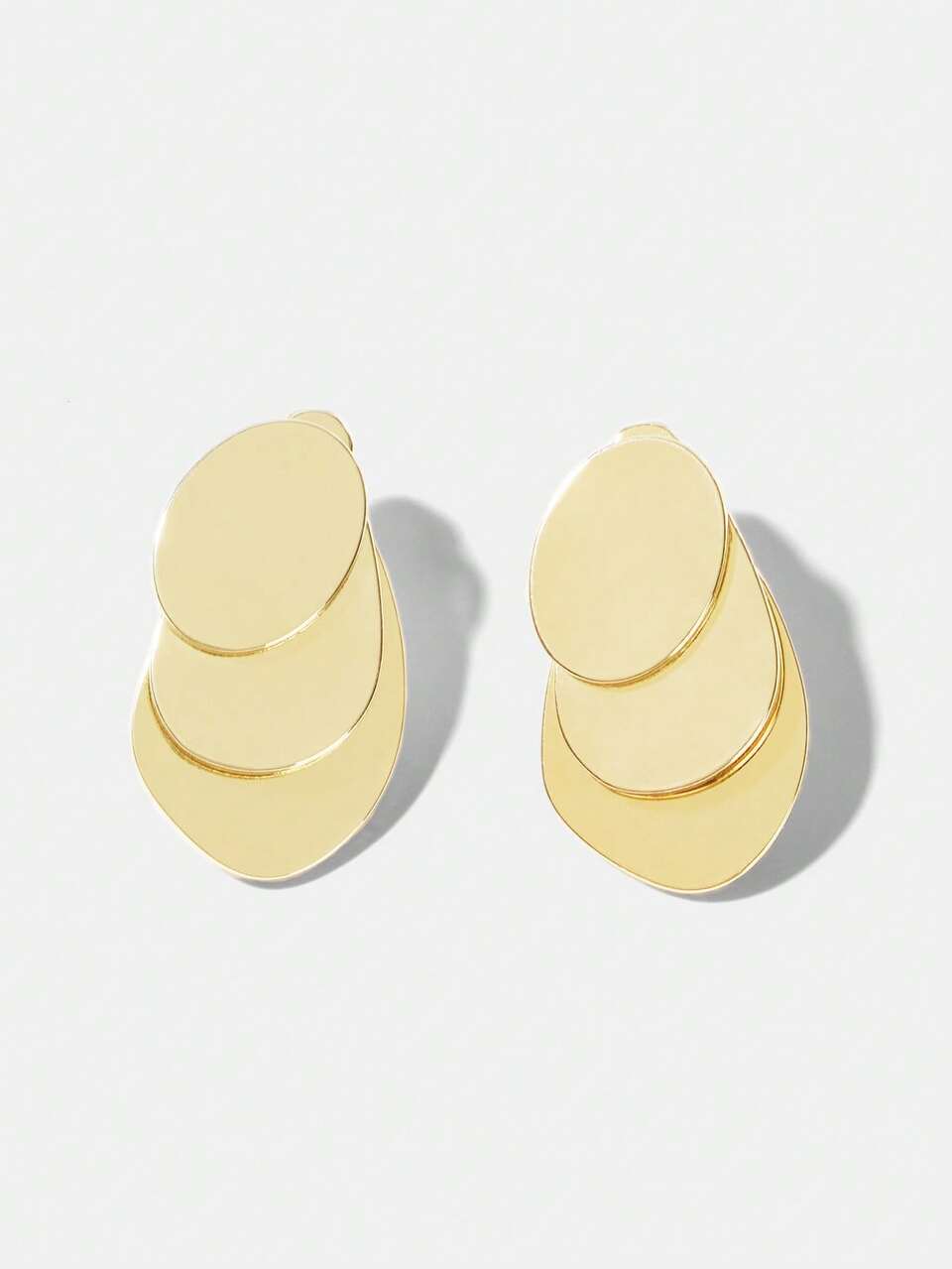 1PAIR FASHION COPPER LAYERED GEOMETRIC DESIGN STUD EARRINGS FOR WOMEN FOR DAILY LIFE