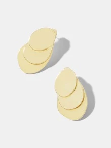 MOTF PREMIUM 1PAIR FASHION COPPER LAYERED GEOMETRIC DESIGN STUD EARRINGS FOR WOMEN FOR DAILY LIFE - Gold - View 8