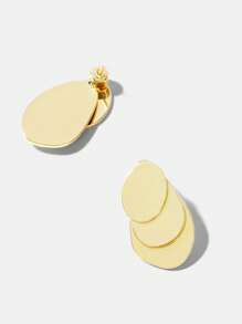 MOTF PREMIUM 1PAIR FASHION COPPER LAYERED GEOMETRIC DESIGN STUD EARRINGS FOR WOMEN FOR DAILY LIFE - Gold - View 6