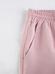 Manfinity Homme Men Solid Button Front Shirt & Drawstring Waist Pants Without Tee - Baby Pink - View 6