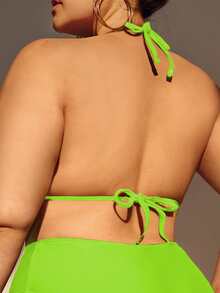 Top bikini halter ribete fruncido - verde menta - Ver 2
