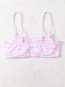 SHEIN Swim Áo Tops Bikini Nữ Sọc ngựa vằn - Hồng - Xem 3