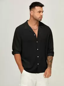 Manfinity VCAY Men Plus Solid Button Front Shirt