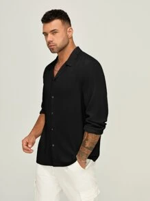 Manfinity VCAY Men Plus Solid Button Front Shirt