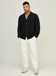 Manfinity VCAY Men Plus Solid Button Front Shirt