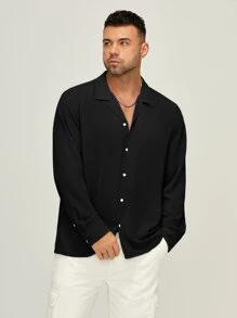 Manfinity VCAY Men Plus Solid Button Front Shirt