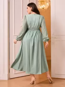 Modelyn Plus Cut Out Front Belted Dress - Green - View 2