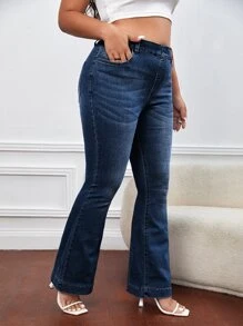 SHEIN SXY Plus Slant Pocket Flare Leg Jeans
