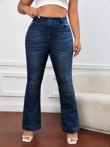 SHEIN SXY Plus Slant Pocket Flare Leg Jeans