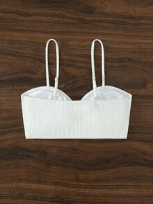 Knot Front Cami Bikini Top - White - View 4