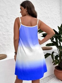 SHEIN VCAY 大码女式波西米亚风扎染细肩带连衣裙，适合夏季