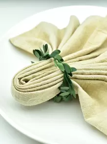 6pcs/set Plastic Napkin Ring, Fashionable Green l Leaf Decor Napkin Holder Ring For Kitchen - Green - View 3