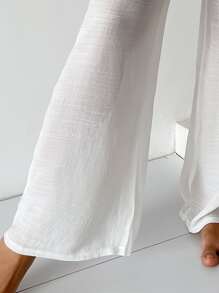 SHEIN Solid Wide Leg Cover Up Pants - White - View 3