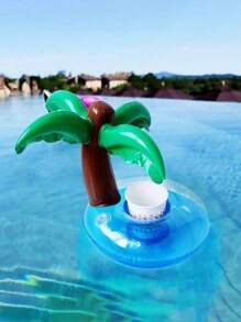 1入組PVC充氣杯墊,創意椰子樹裝飾充氣杯墊適用於水池 - 彩色 - 查看 2