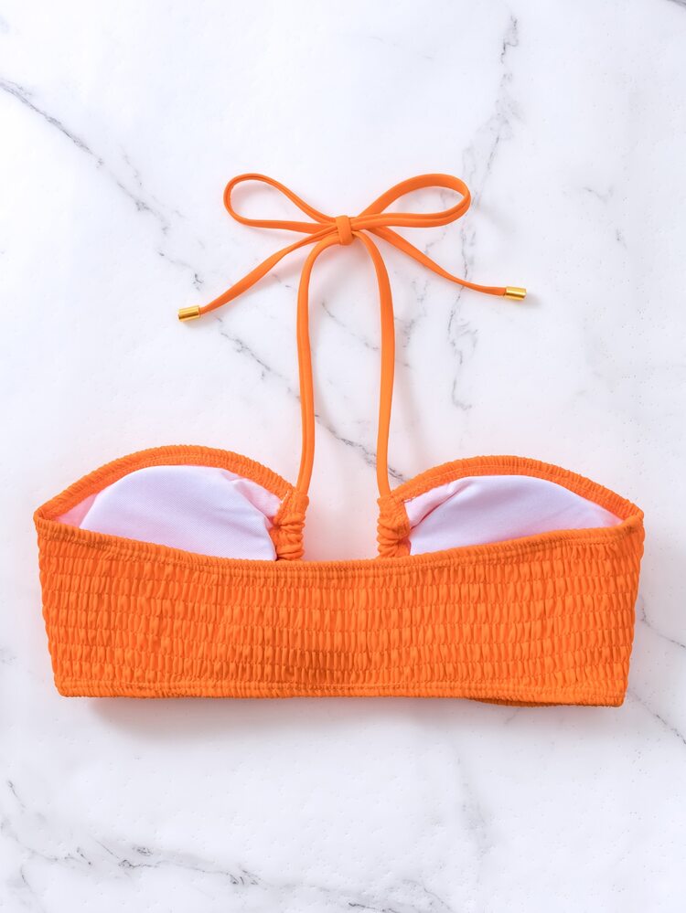 Top bikini halter Smocked - Naranja - Añade 2