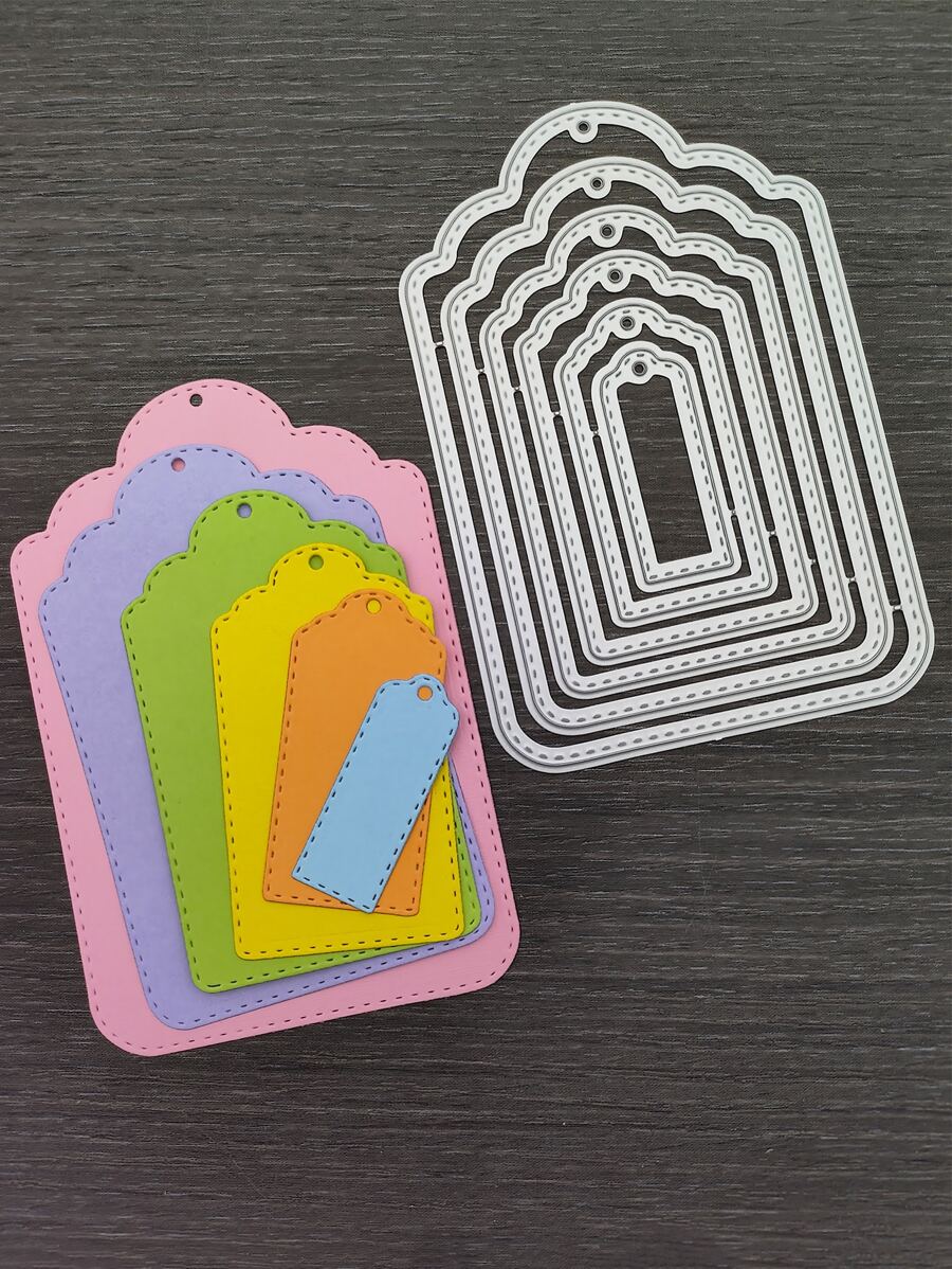 Matrice De Découpe En Forme D'étiquette 1 pièce, Matrice Artisanale De Pochoir Gravé Bricolage En Acier Au Carbone Moderne Pour Le Bricolage - Argent - Voir 1