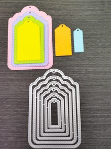 Matrice De Découpe En Forme D'étiquette 1 pièce, Matrice Artisanale De Pochoir Gravé Bricolage En Acier Au Carbone Moderne Pour Le Bricolage - Argent - Voir 3