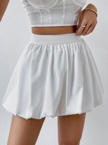 SHEIN MOD High Waist Flare Hem Shorts - White - View 5